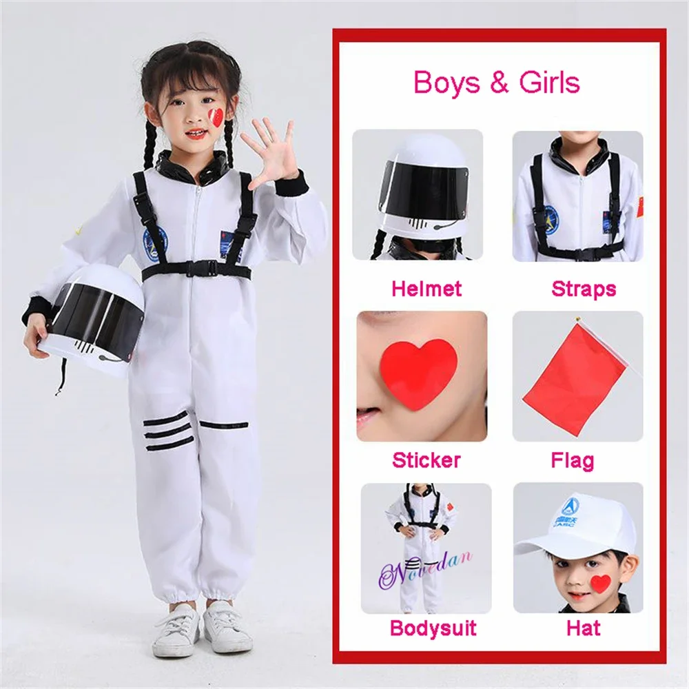 

Костюм астронавта для малыша, костюм пилота с шапочкой, комбинезон для косплея, шлем, одежда для Хэллоуина, дня рождения, детская одежда для мальчиков и девочек