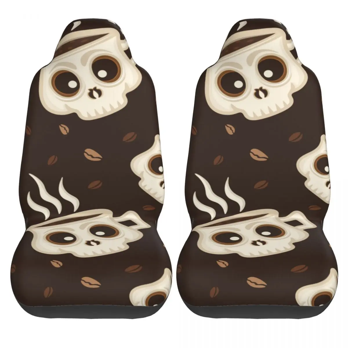

2PCS Car Seat Protector Cover Cute Coffee Skull Universal Seat Covers Car Seat Cover Cushion Protector