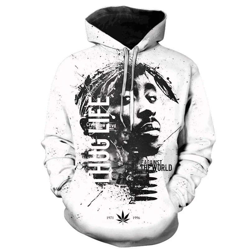

2PAC 3D Print Hoodie Hip Hop Rapper Streetwear Men Women Fashion Hooded Sweatshirts Pullover Hoodie Trendy Tupac Male Hoodies