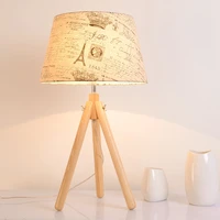 nordic simple table lamp stylish led solid tripod wood reading desk lamps home art deco textile study bedroom bedside e27 light
