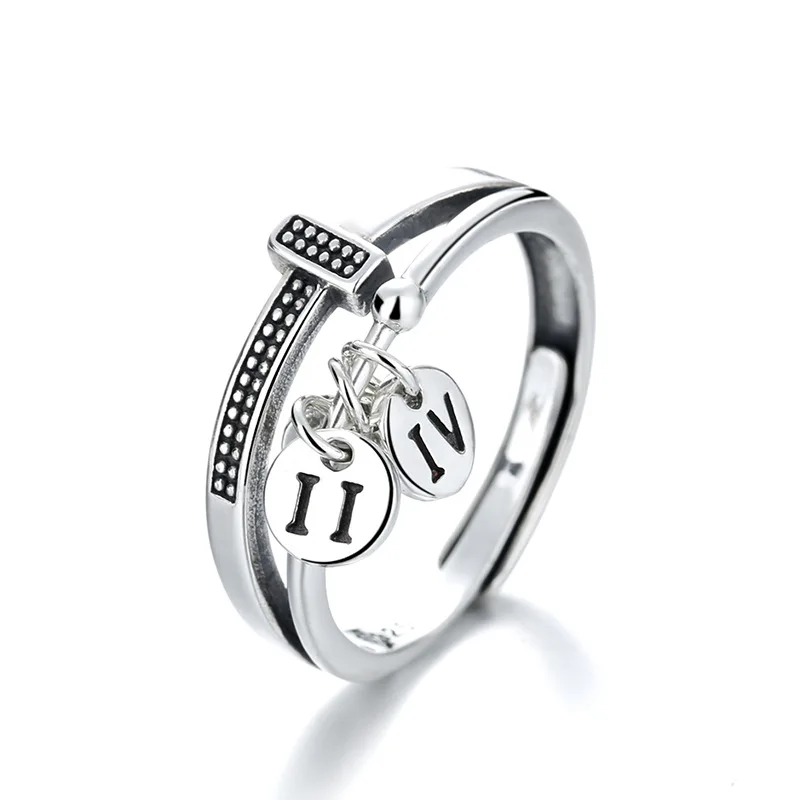 

S925 Pure Silver Jewelry Korean Vintage Worn Thai Silver Ring Chain Ring Planet Pattern Open Ring pandora 925 original