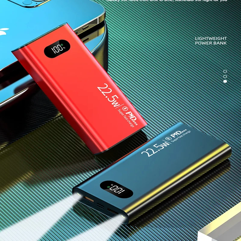 

Power Bank 20000mAh 22.5W PD Fast Charging Powerbank Portable Battery Quick Charge For iPhone 14 13 12 Xiaomi Huawei PoverBank