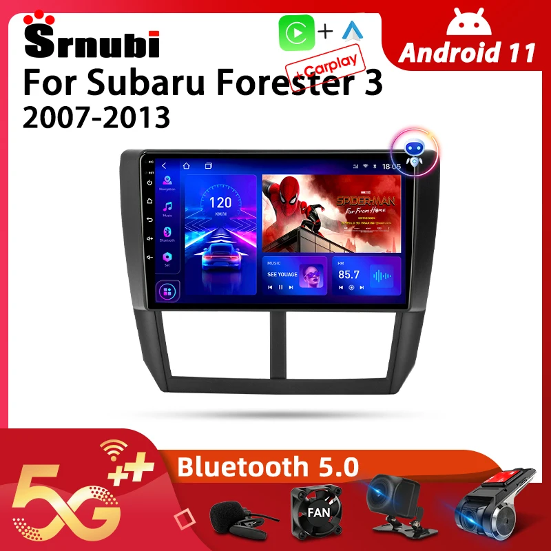 Srnubi Android 11.0 Car Radio Audio for Subaru Forester 3 SH 2007-2013 2Din Multimedia Player 4G WiFi GPS Carplay Head Unit