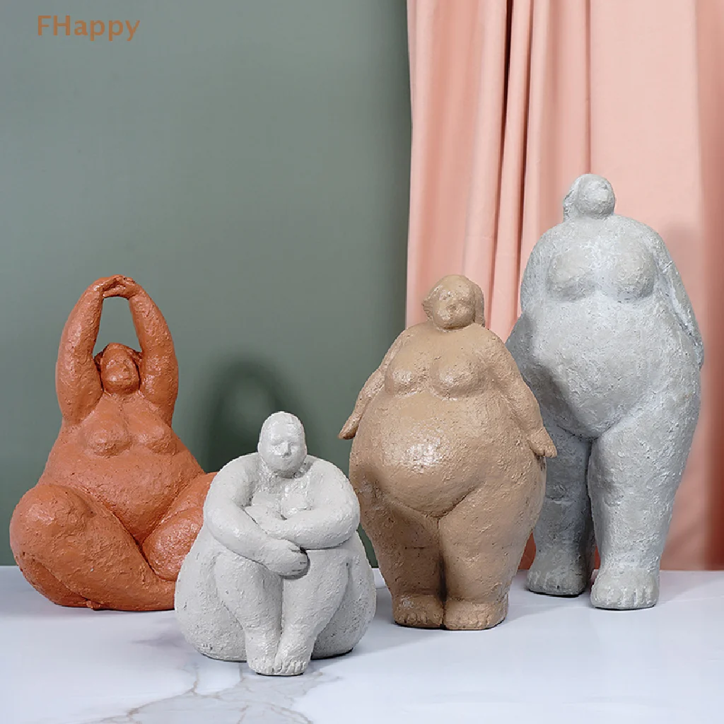 

Resin Fat Lady Statues Modern Character Figurines for Interior Decorative Yoga Figures Sculpture Home Decor Loft Gift
