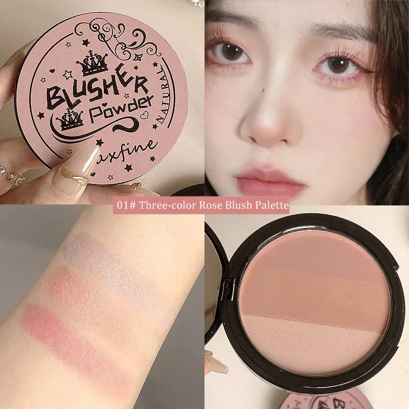 

3Colors Peach Blush Contour Palette Highlight Shadow Rouge Makeup Palette Pressed Powder Hair Eyebrow Earth Pigment Cosmetics