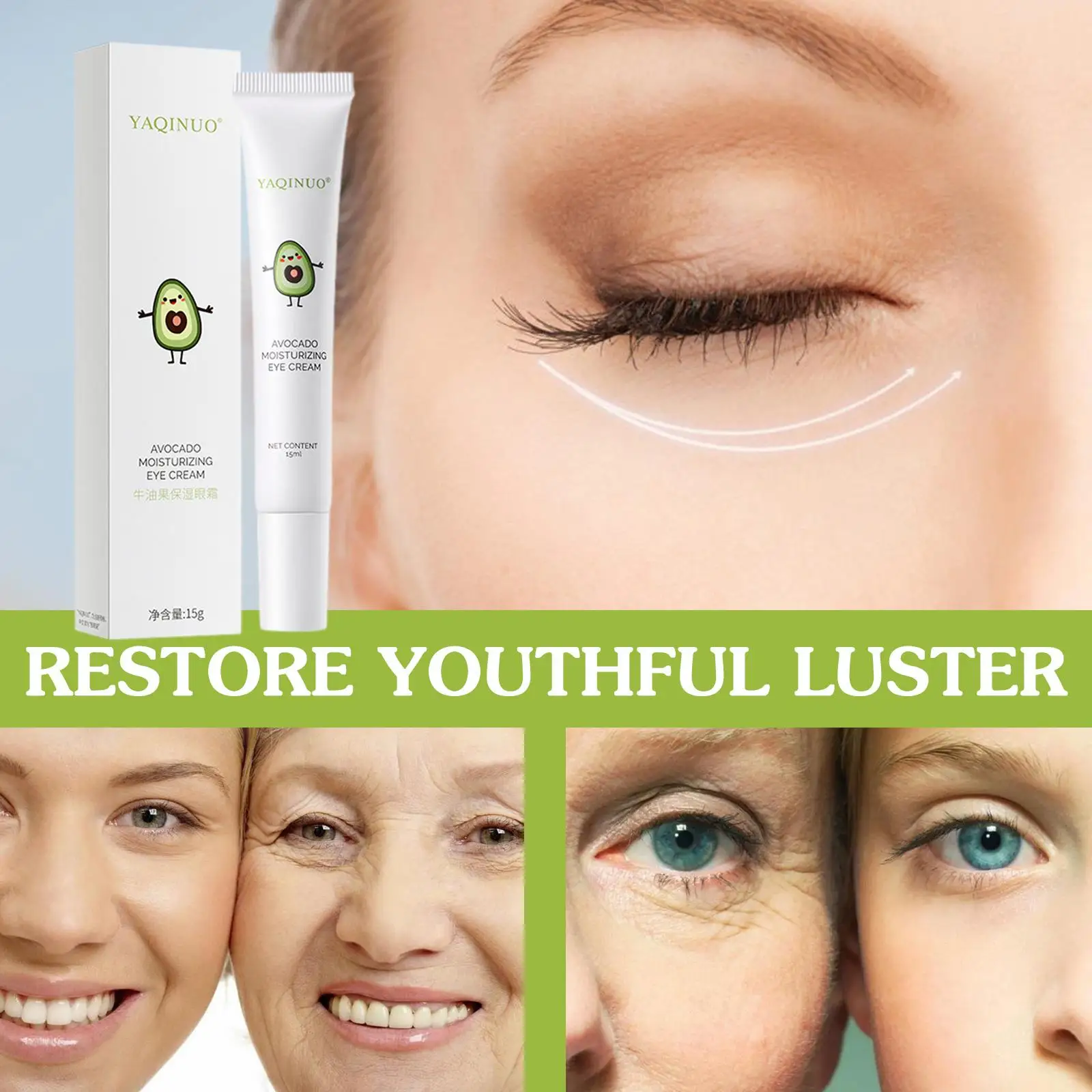 

Avocado Eye Cream Elastic Moisturizing Eye Cream Remove Dark Firming Lines Lifting Circles Eye Anti-wrinkle Cream 15g