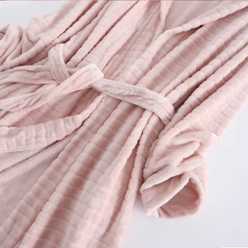 Ladies Nightdress Simple Warm Long Skirt With Hat Fleece Pink Nightgown Leisure Wear Robes