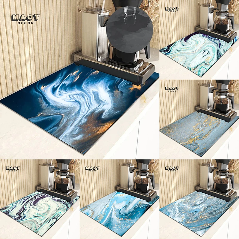 

Marble Style Drying Mat Super Absorbent Drain Pad Dirt Resistance Anti-mildew Counter Mat Kitchen Sink Non Slip Dish Draining