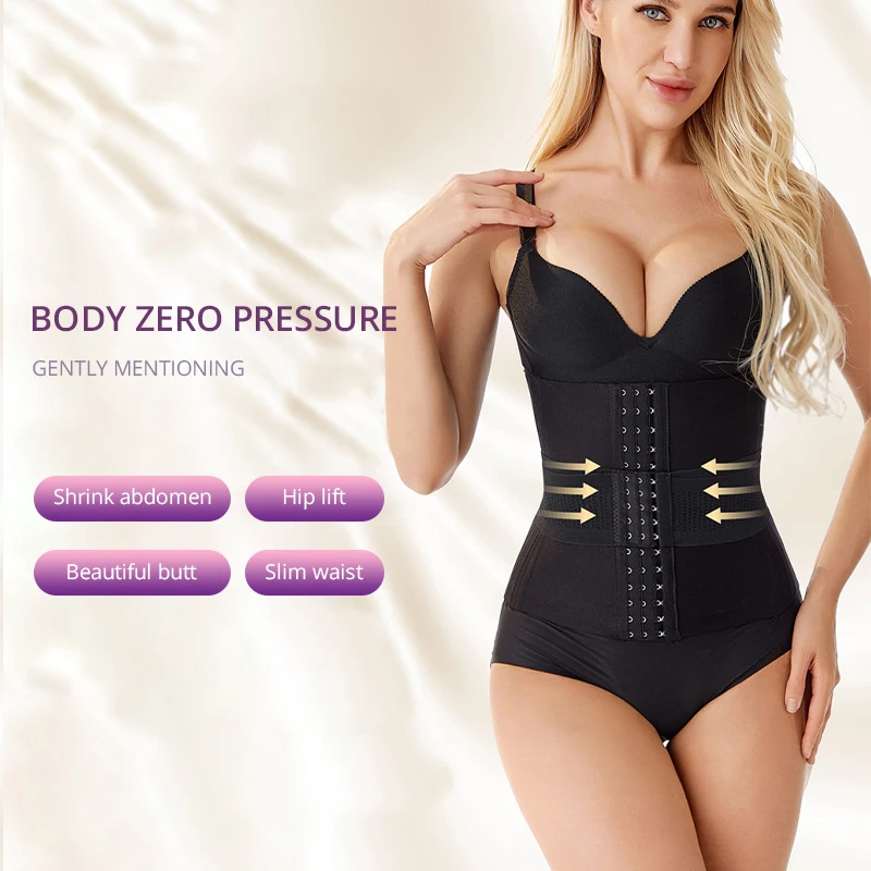 

Женское боди, Корректирующее белье для женщин, Утягивающее живот, 16 стальных костей, бандаж для живота, тренировочное белье с завышенной тал...