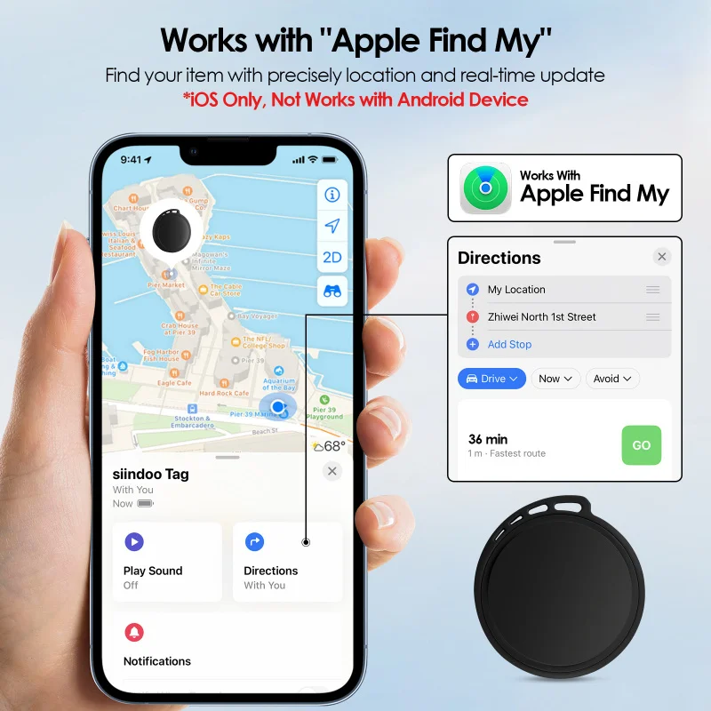 Частная модель YSR Патентные точечные товары Siindoo TagПодходящий локатор AppleFindmy APPT
