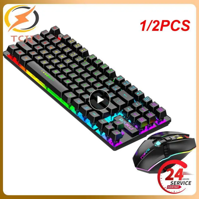 

1/2PCS Z686 RGB USB 60% Mini slim Mechanical Gaming Wired Keyboard Red Switch 68 Keys Russian Brazilian Portuguese for Compute