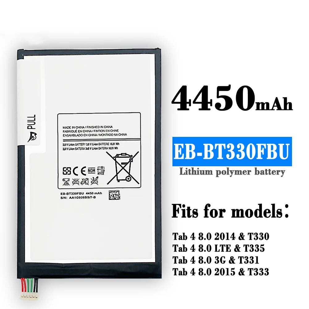 Original Replacement Tablet Battery EB-BT330FBE For Samsung GALAXY Tab4 SM-T330 T331 EB-BT330FBC Rechargeable Batteries 4450mAh