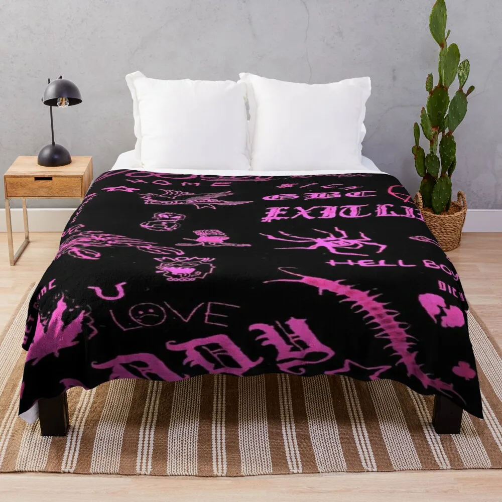 

Lil peep padrão 2 x neon toranja rosa lance cobertor cobertor de luxo velo