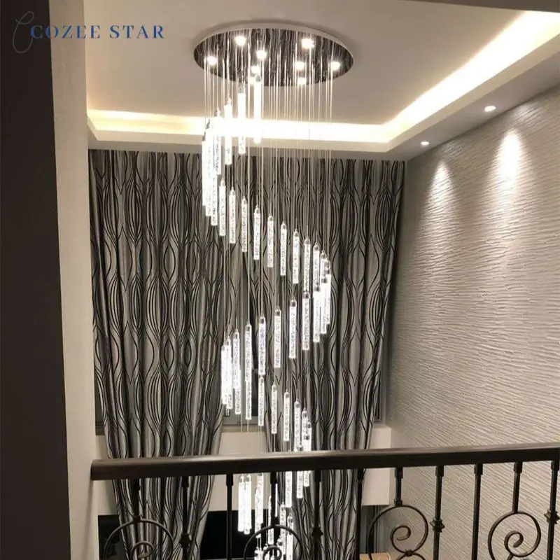 

Modern Crystal Chandeliers Nordic LED Bubble Chrome Raindrop Pendant Lights Fixture Staircase Living Room Bedroom Lamps Lustre