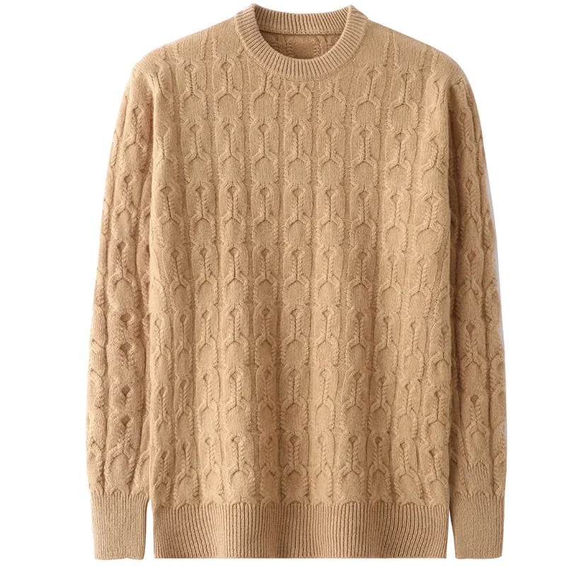 Повседневный свитер из чистой шерсти с круглым вырезом мужской утолщенный