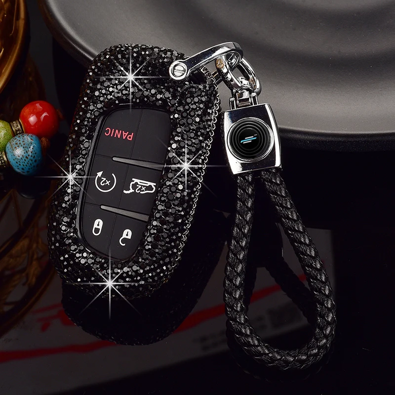 Women Crystal Car Key Cover Case Key Bag For Jeep Renegade Compass Grand Cherokee For Chrysler 300C Wrangler Dodge Accessaries images - 6
