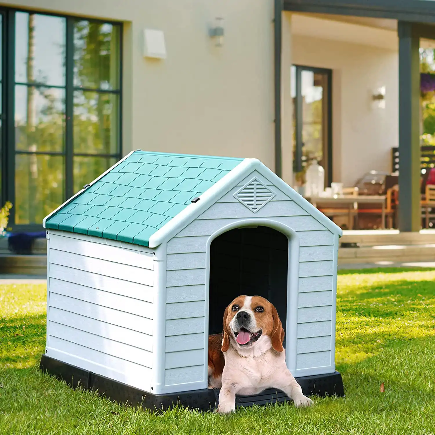 Большой пластиковый домик для собак HMTX уличный домашний изолированный укрытие