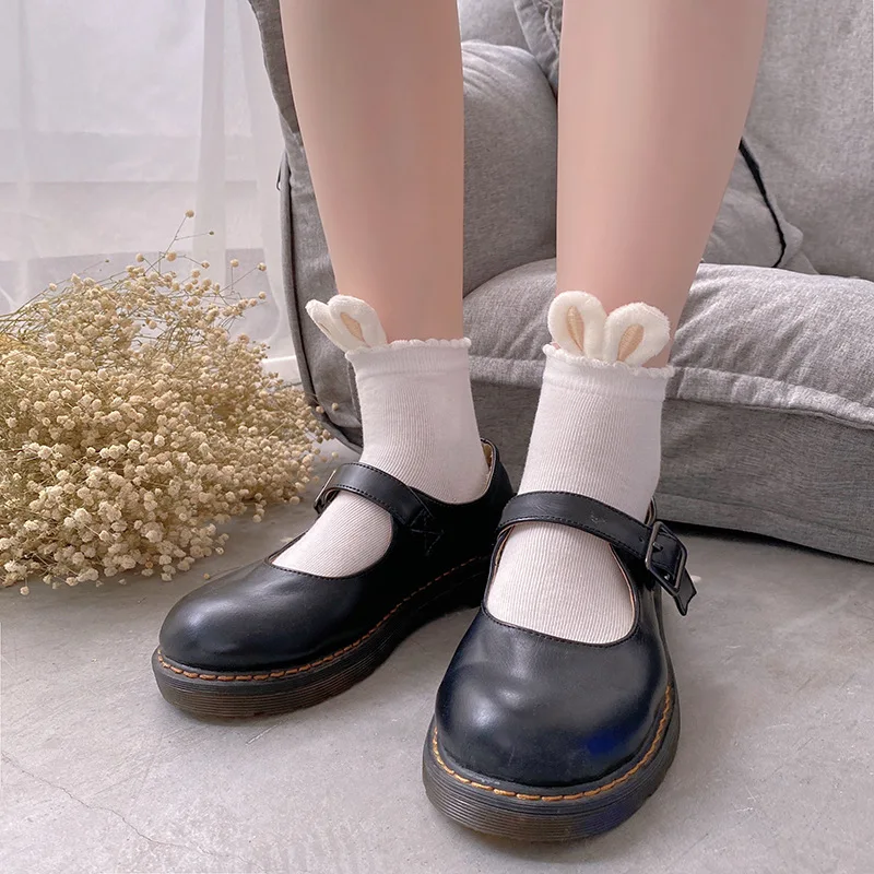 Japanese Korean Style Kawaii Lolita Socks Cute Rabbit Ear Sock Harajuku Cosplay Maid Tube Animal Ears Sock Casual Student Soxs