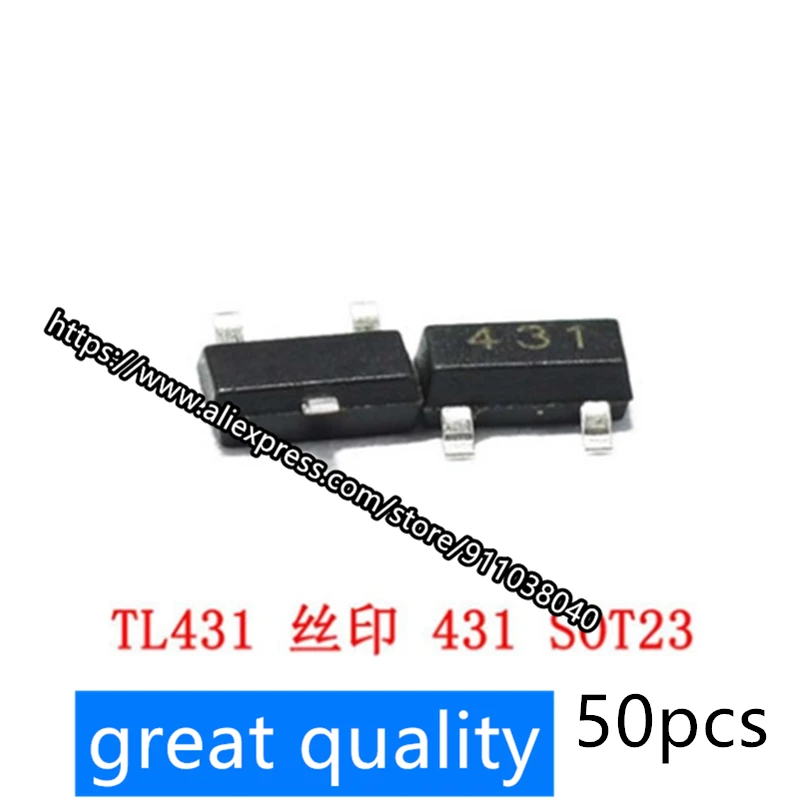 SMD транзистор TL431 CJ431 Silkscreen 431 SOT-23 0.5%, транзистор со стабилизацией напряжения (50 шт.)
