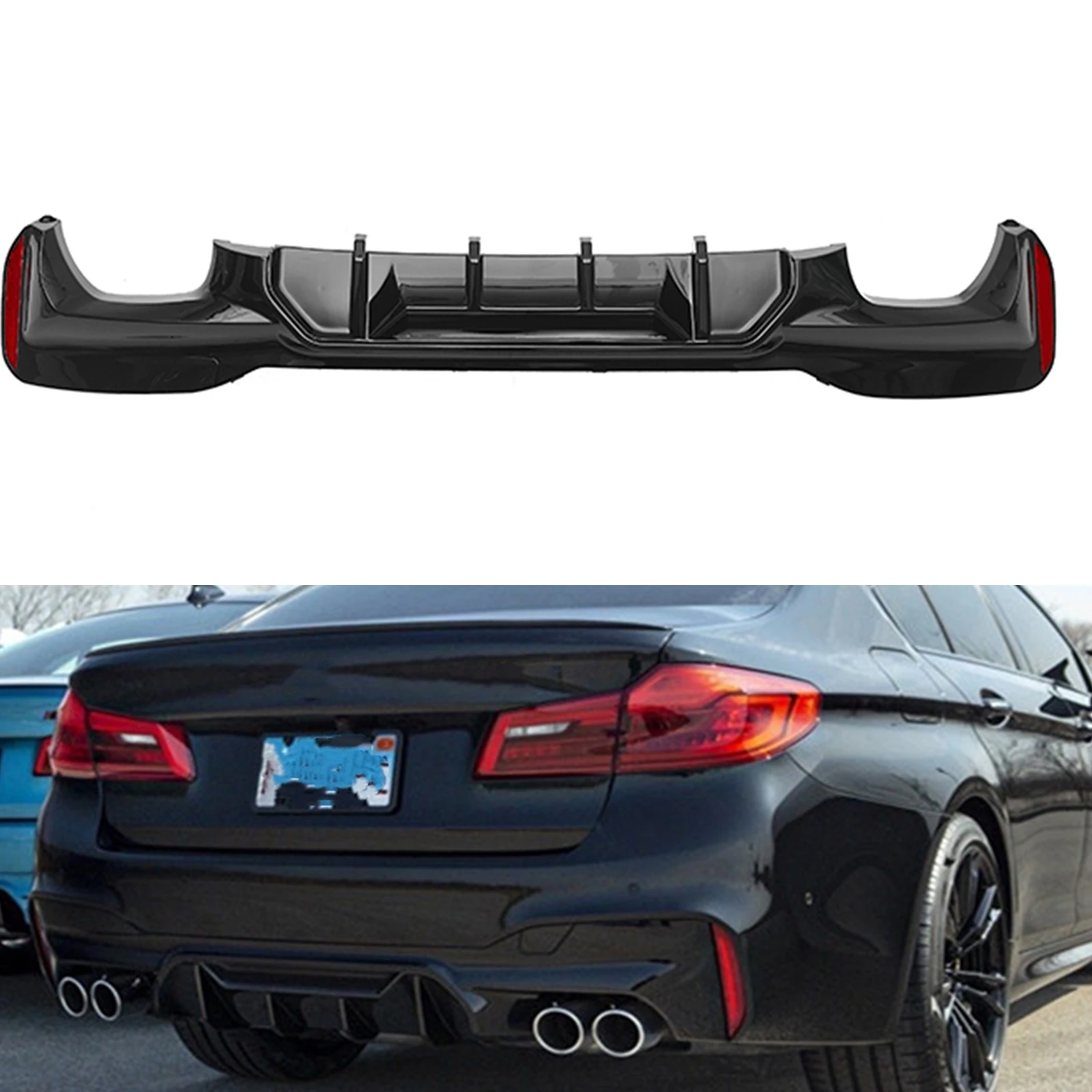 

For BMW 5 Series G30 G31 M Sport 2017-2022 520i 530i Rear Bumper Diffuser Lip Glossy Black Car Boot Lower Spoiler Plate Splitter