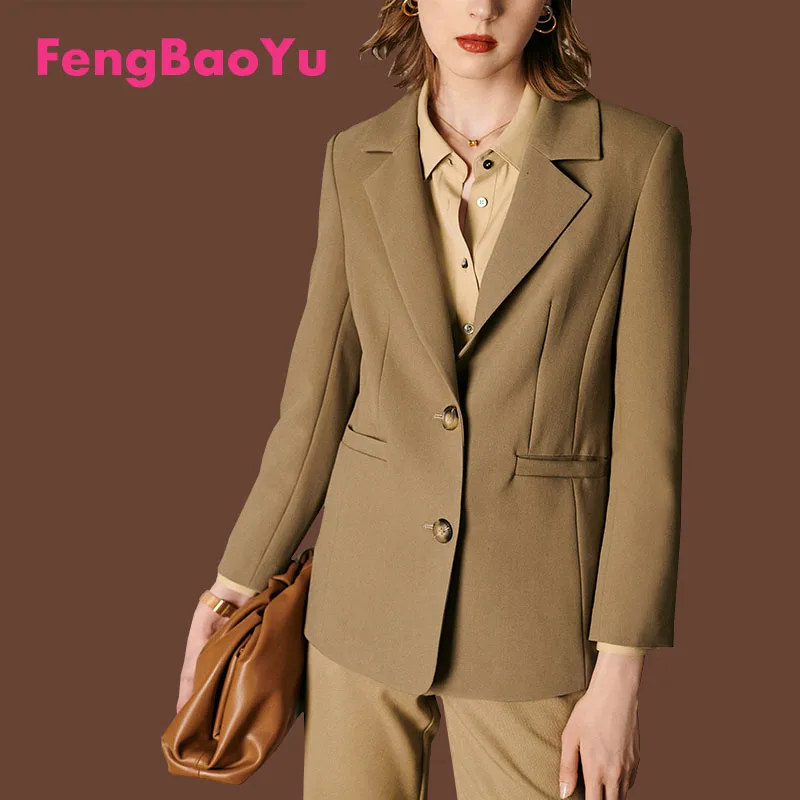 

Fengbaoyu Temperament Suit Jacket Female Spring and Autumn Light Cooked Wind Commuter Casual Small Man Hanging Coffee Color Top