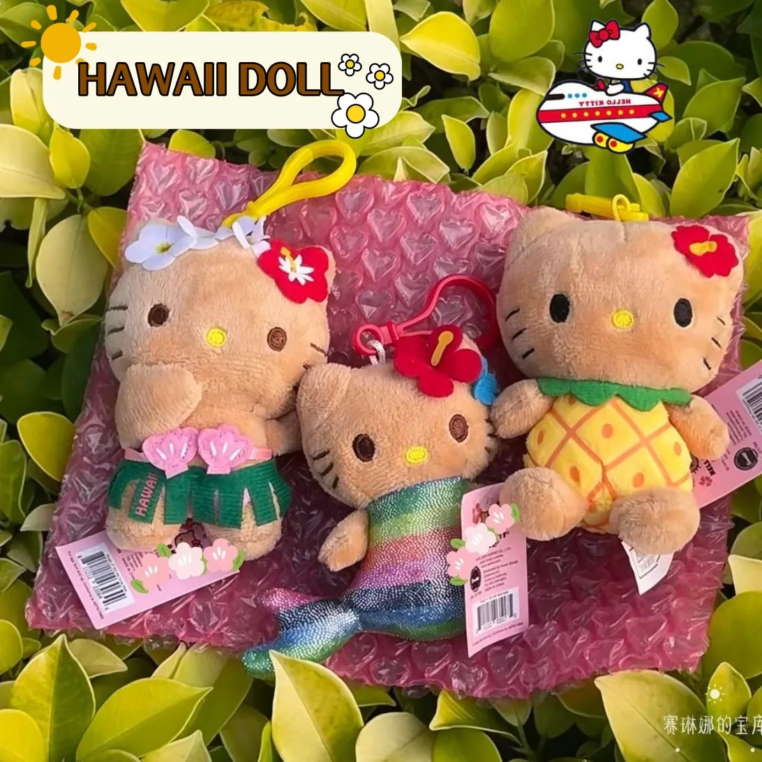 

Черная кожа, стиль Hello Kitty, гавайская мультяшная креативная Индивидуальная сумка, подвесная плюшевая кукла в стиле Ins, милый подарок для дево...
