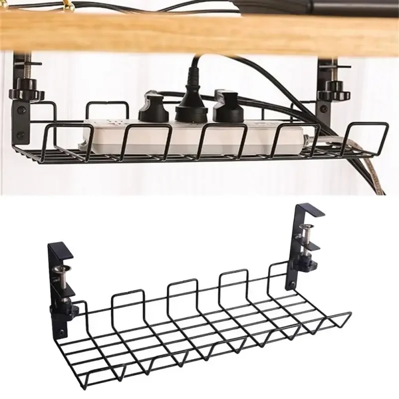 

2022 Under Table Storage Rack Management Tray Desk Socket Holder Wire Organizer Adjustable Mobile Storage Shelves