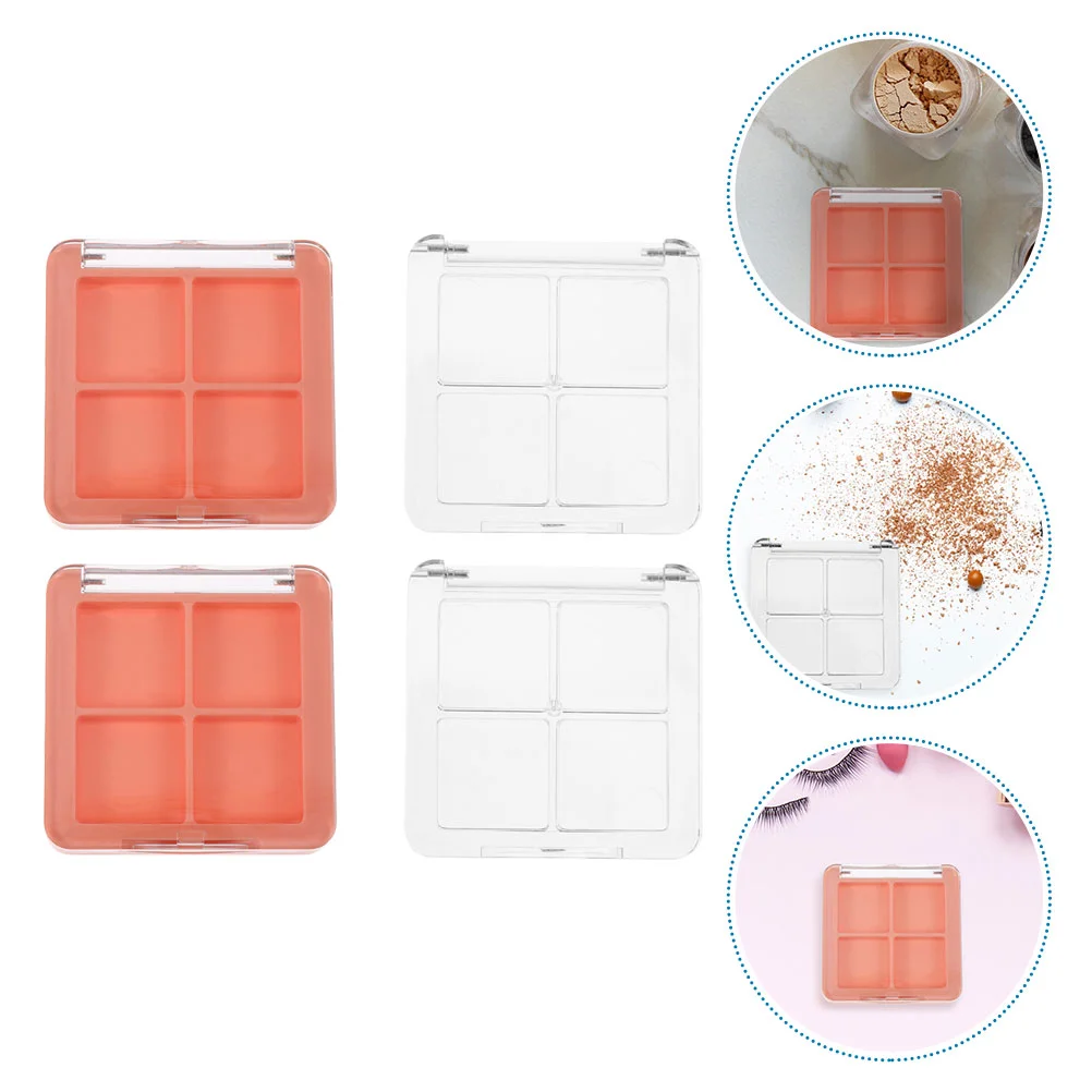 

4 Pcs Mini Plastic Containers Eye Shadow Box Empty Makeup Case Storage Compact Palettes Colors Eyeshadow