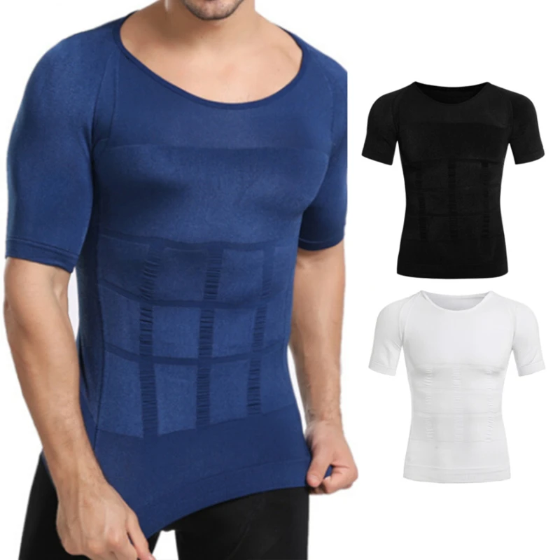 

Мужская обтягивающая футболка для талии и живота, эластичная обтягивающая футболка