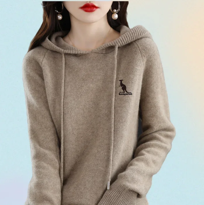 

Autumn hooded sweater, wool knit sweater, hoodie, extra thick top, loose pullover, sweater, women's knitted jacket