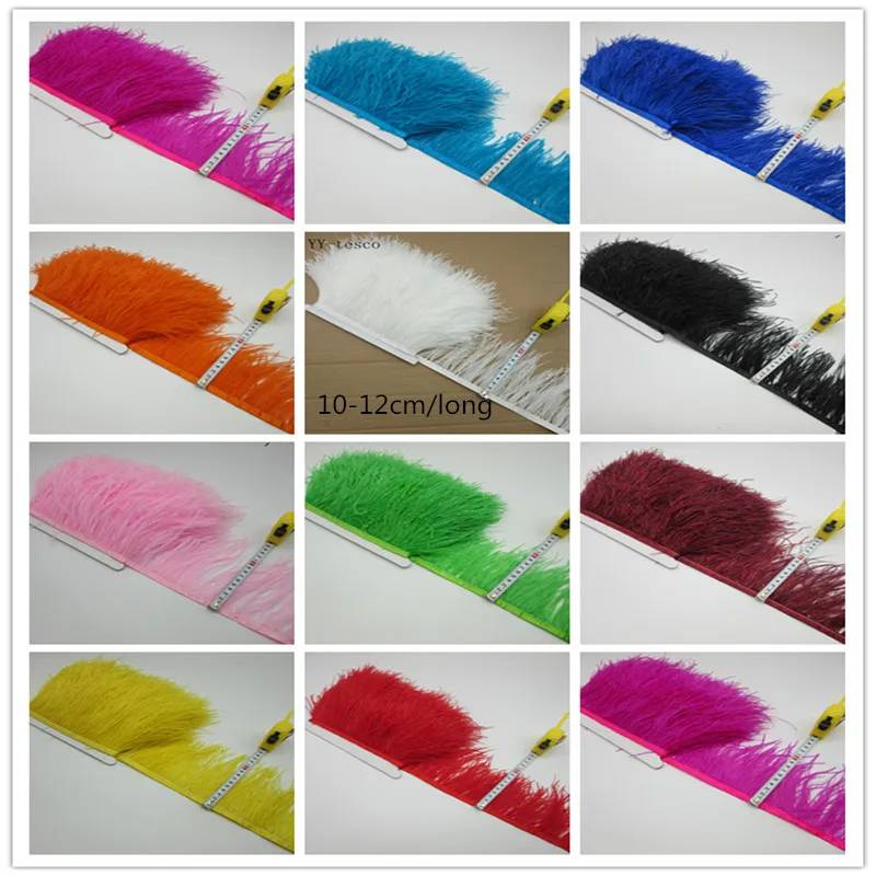 

4-5 inch 10-12CM High Quality Real Ostrich Feather Trims 10 yards for Skirt/Dress/Costume Ribbon Feather Trimming Wholesale DIY