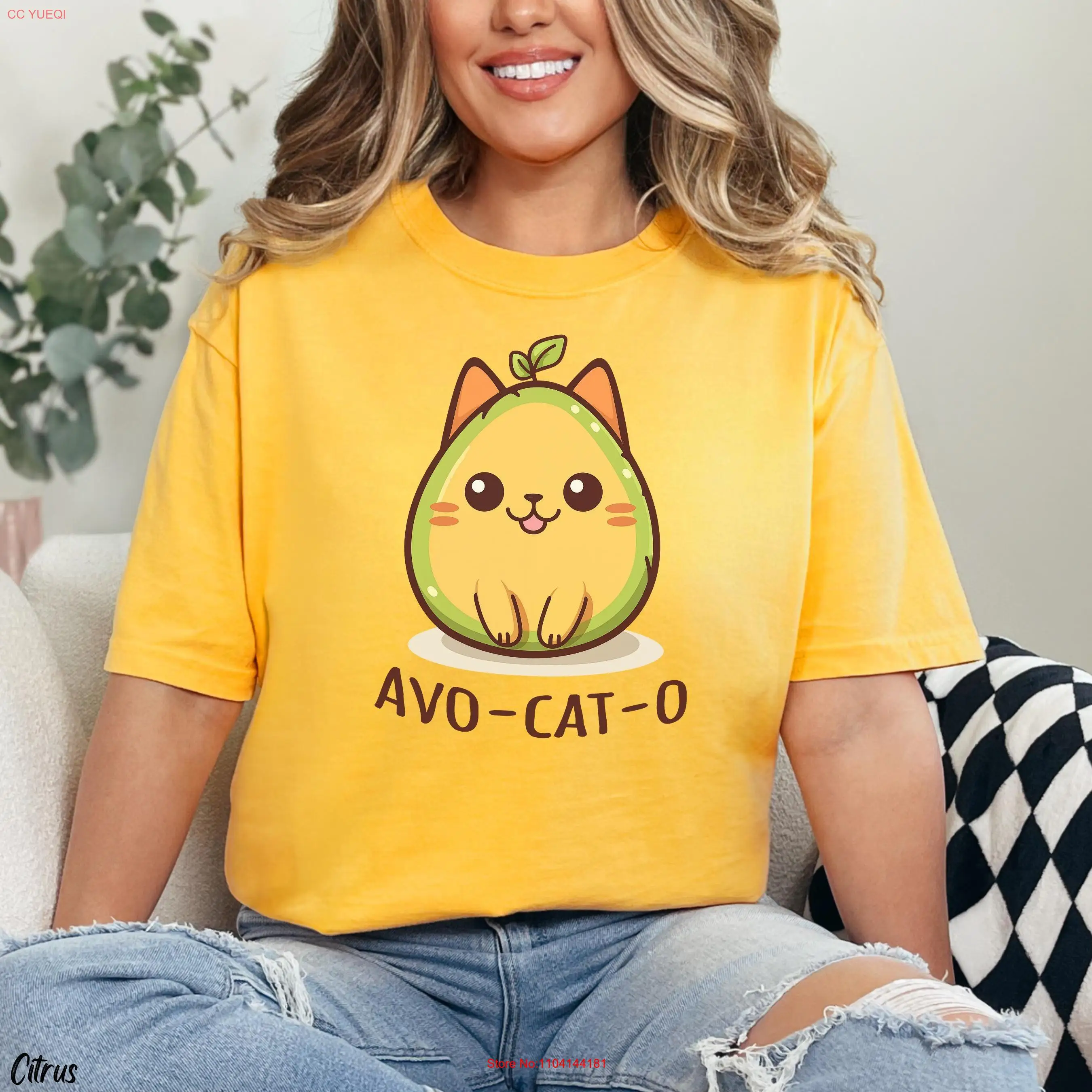 Футболка Avo Cat o Comfort Colors Avocado Lover Avocato Забавная милая футболка с длинными или