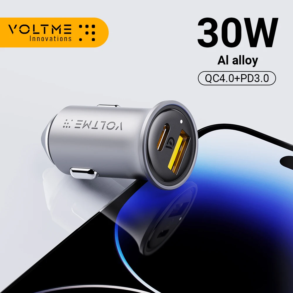 VOLTME 30W PD USB C Car Charger Fast Charging Type C Car Charger super charge cars USB Charger For iPhone 14 13 12 Pro Max