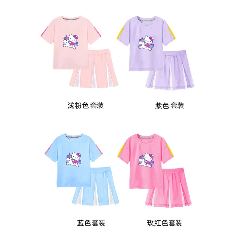 

Kawaii Sanrios Summer Thin Section Cartoon Hellokittys Cute Two-Piece Short-Sleeved Shorts New Style Cotton Children's Suit Gift