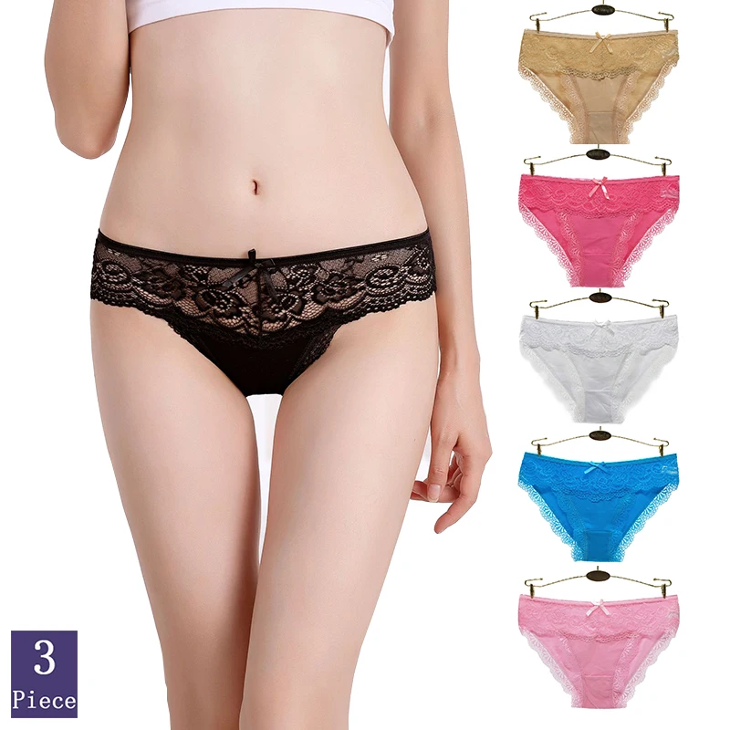 

3pcs/Set Sexy Lace Panties Woman Hollow Out Style Fashion Temptation Low Waist Cotton Underwear Soft Comfortable Lady Lingerie