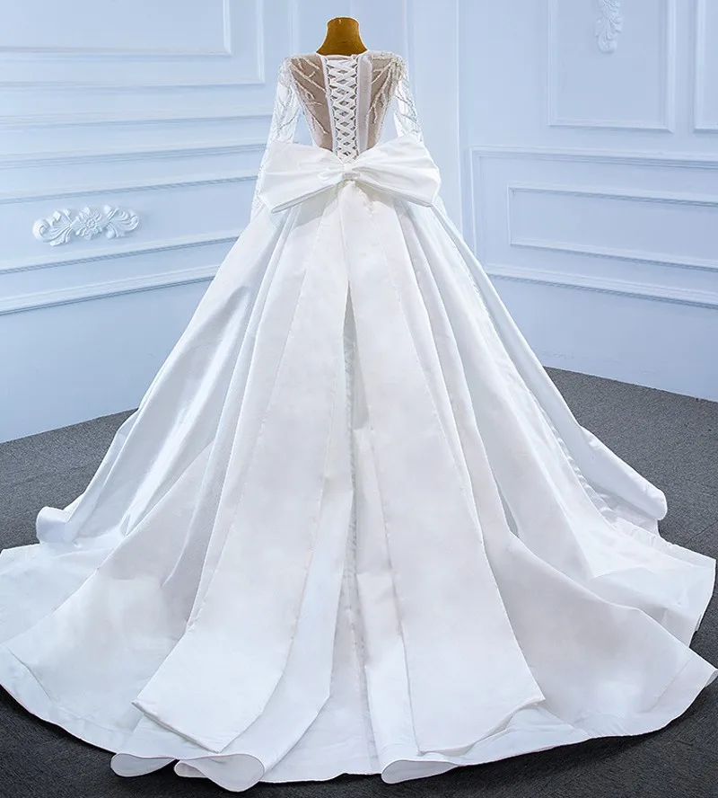 2220. Свадебные платья принцессы трапециевидной формы с длинными рукавами и