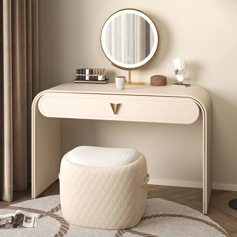 

Modern Simple Advanced Sense Storage Cabinet Bedroom With Stool Makeup Table LED Mirros Dresser Italian Minimalist Table