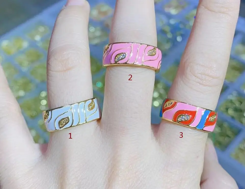 

Женское Открытое кольцо с эмалью, 1 шт.