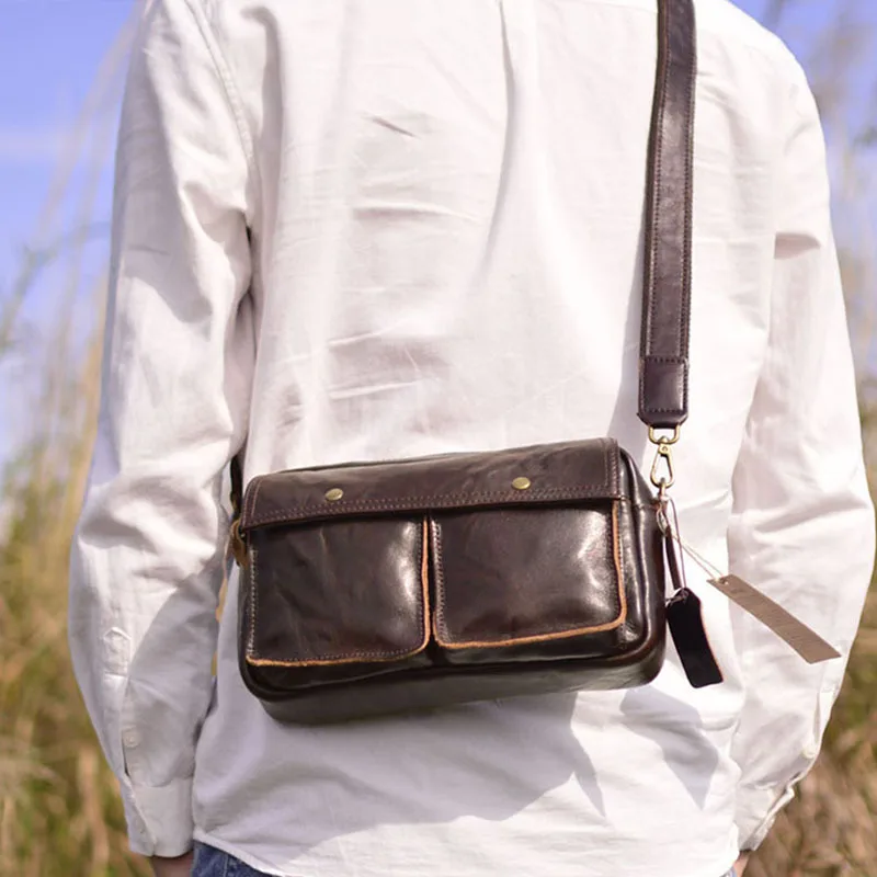 Мужской кожаный рюкзак AETOO модная брендовая маленькая сумка почтальона для