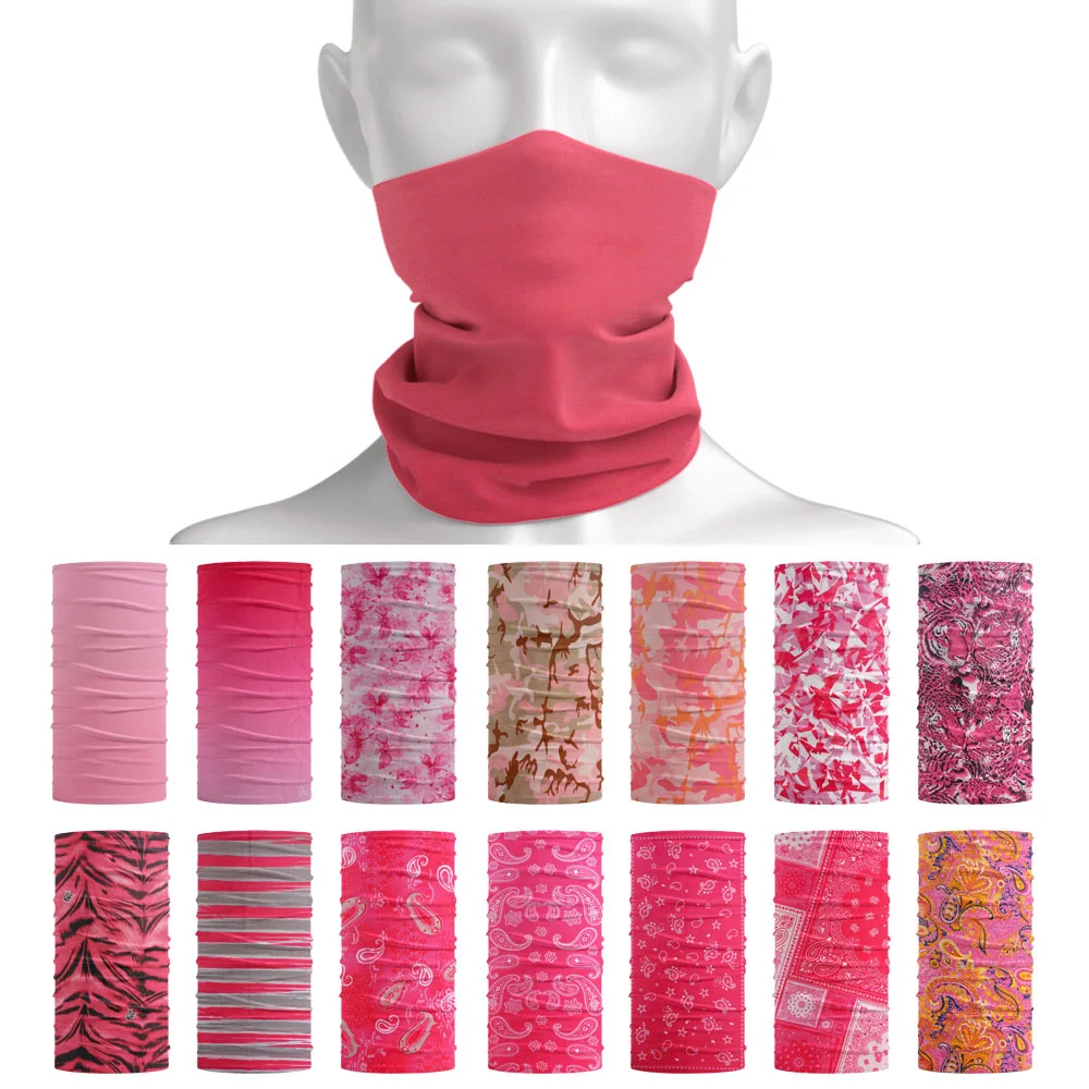 

Bright Color Seamless Headwear Pink Outdoor Bandanas Cycling Neck Scarf Gaiter Women Running Hair Headband Camping Face Shield