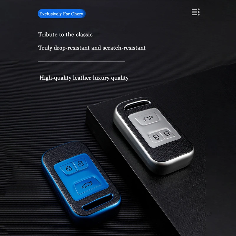

TPU Leather Car Remote Key Full Cover Case for Chery Tiggo 3 5X 4 8 Glx 7 2019 2020 Smart Key Protective Shell Auto Accessories