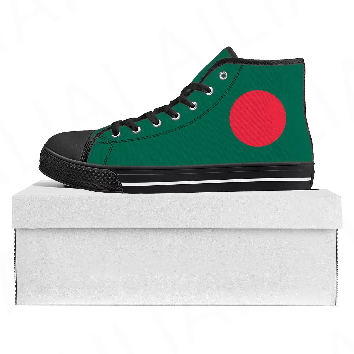 

Кроссовки мужские/женские парусиновые, высокие кеды с флагом Бангладеш, повседневная обувь для пар, под заказ