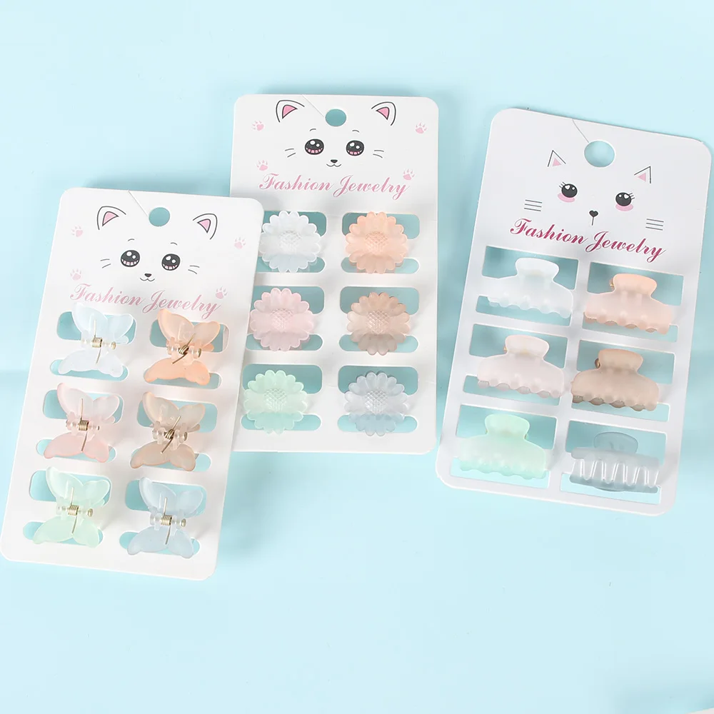 

6PCS Flower Butterfly Small Hair Claws Clips Girls Bow Colorful Crab Barrettes Hair Clamps Sweet Childrens Hair Accessories Set