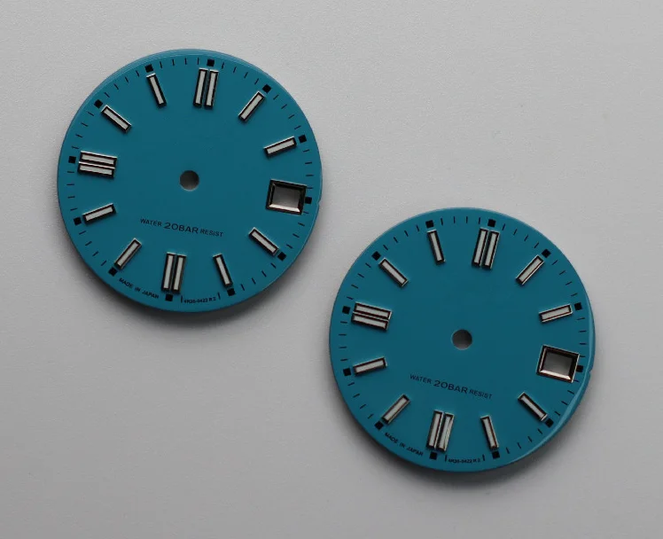

SKX007 28.5mm C3 Green Luminous Tiffany Blue Watch Dial with S Logo for NH35 Movement