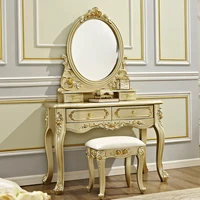 european dressing table storage cabinet integrated bedroom dressing table makeup mirror combination french carved champagne gold