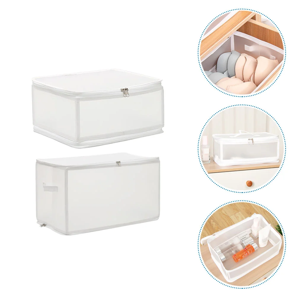 

2pcs Home Bedding Clothing Sundries Storage Box Multi-function Underbed Organizer