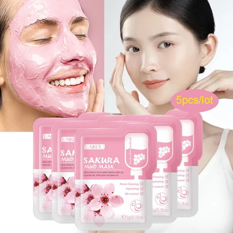 

5pcs Japan Sakura Sleeping Face Mask For Woman Mem Cherry Blackhead Remover Deep Cleansing Oil-Control Beauty Health Face Care