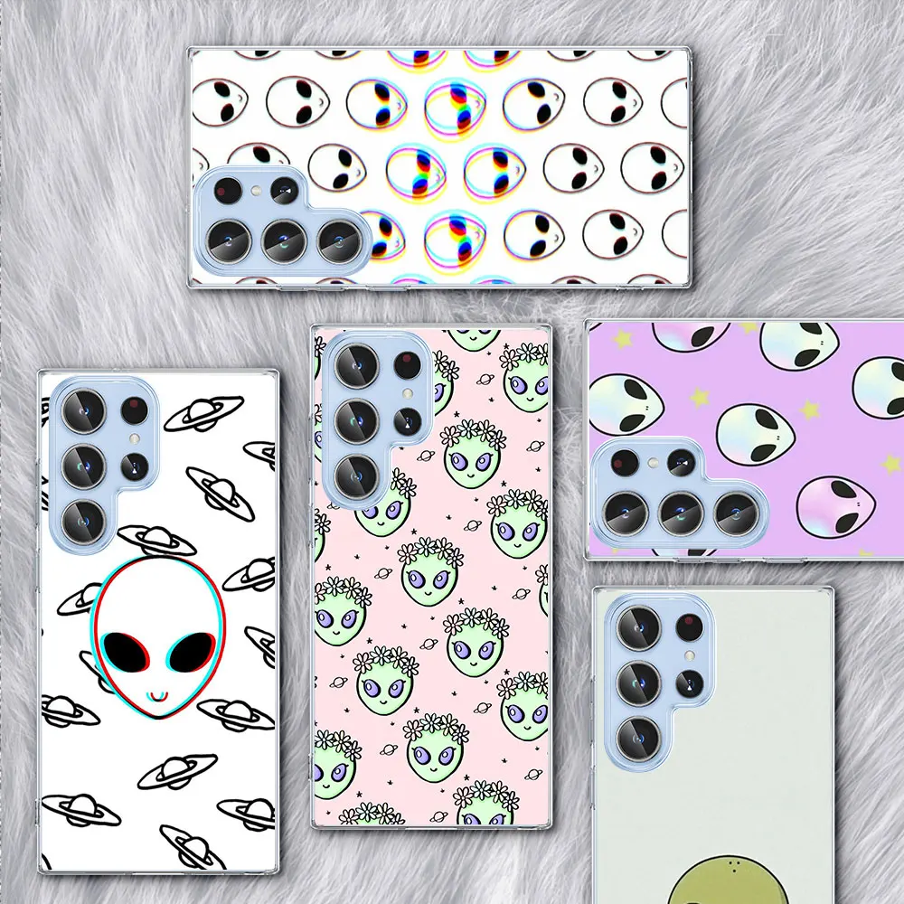 

Cartoon Alien Space Funda for Samsung Galaxy S23 S22 Ultra S10e Case S21 S20 FE S10 5G S9 S8 Plus S7 Clear Soft TPU Phone Cover