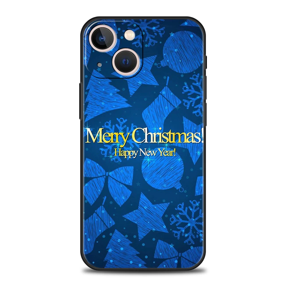 Winter Merry Christmas Luxury Phone Case Cover For iPhone 14 13 12 11 Pro Max 8 7 Plus X XR XS Max SE 2020 Shockproof Soft Shell