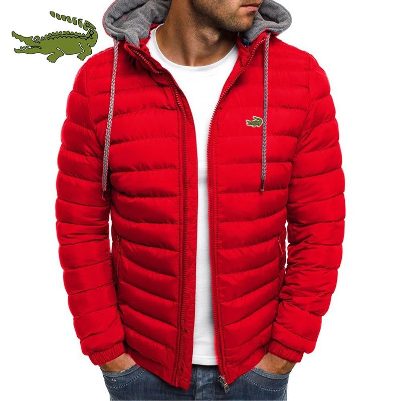 High quality men's warm and windproof cotton jacket fashion casual hooded thickened printed cotton jacket